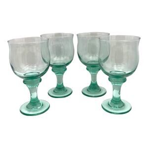 Libbey Clarion Goblets 16 oz. Spanish Green 6 7/8" Vintage Wine Glass Set of 4